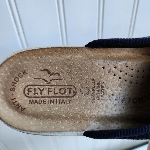 Fly Flot Slip Anti Shock On Sandals Navy Blue Women's Genuine Leather 40 Italy 9 - Picture 5 of 9